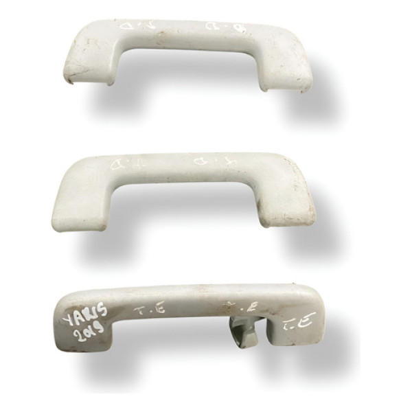 Kit 3 Alças Puxadores Teto Toyota Yaris 1.5 2018 2019 2020 Branco