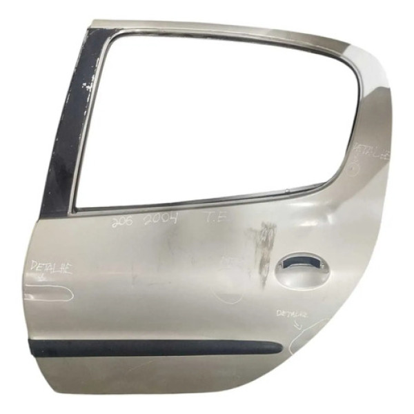 Porta Traseira Esquerda Peugeot 206 - 2004 2005 2006 Detahe Traseira Esquerda Prateado