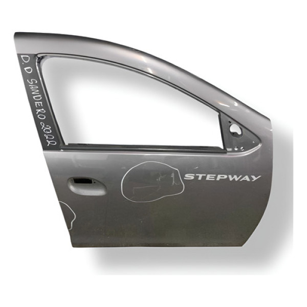 Porta Dianteira Direita Renault Sandero 2016 A 2022 Detalhe Dianteira Esquerda Azul-turquesa