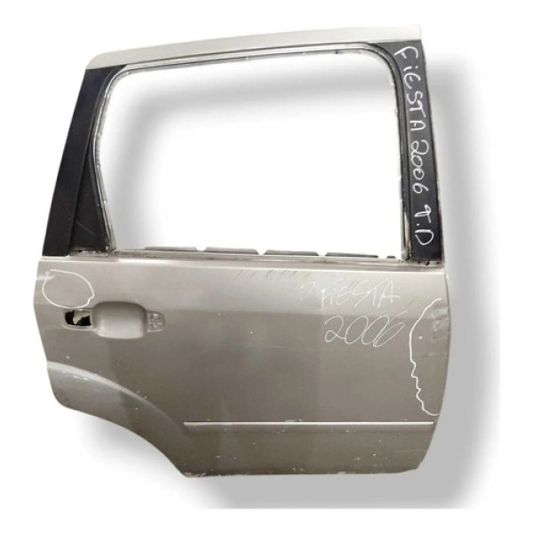 Porta Traseira Direita Ford Fiesta Sedan 2005 2006 Detalhe Traseira Esquerda Prateado